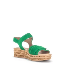 Gabor Stylish Green Cork Wedge Sandals