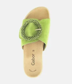 Gabor Stylish Green Suede Mule Sandals