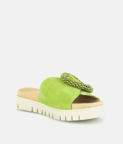 Gabor Stylish Green Suede Mule Sandals