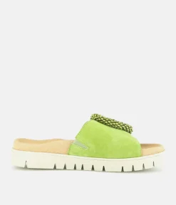 Gabor Stylish Green Suede Mule Sandals