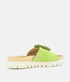 Gabor Stylish Green Suede Mule Sandals