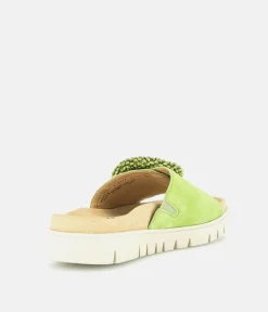 Gabor Stylish Green Suede Mule Sandals