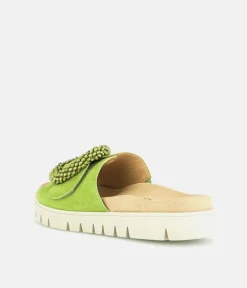 Gabor Stylish Green Suede Mule Sandals