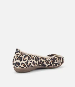 Gabor Stylish Leopard Print Suede Ballet Flats