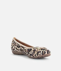 Gabor Stylish Leopard Print Suede Ballet Flats