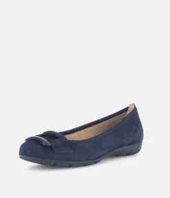 Gabor Stylish Navy Buckle Flats