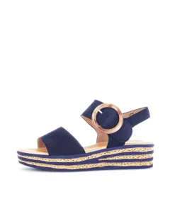 Gabor Stylish Navy Cork Wedge Sandals
