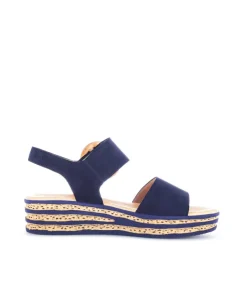 Gabor Stylish Navy Cork Wedge Sandals