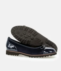 Gabor Stylish Navy Patent/Suede Ballerinas