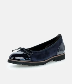 Gabor Stylish Navy Patent/Suede Ballerinas