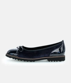 Gabor Stylish Navy Patent/Suede Ballerinas