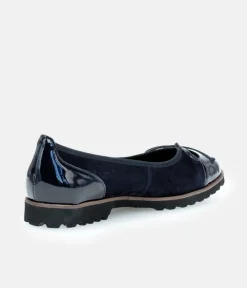 Gabor Stylish Navy Patent/Suede Ballerinas