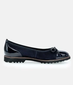 Gabor Stylish Navy Patent/Suede Ballerinas