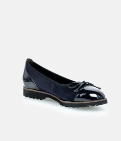 Gabor Stylish Navy Patent/Suede Ballerinas