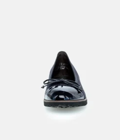 Gabor Stylish Navy Patent/Suede Ballerinas