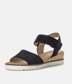 Gabor Stylish Navy Suede Wedge Sandals