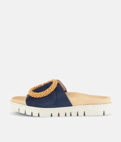 Gabor Stylish Navy Suede Mule Sandals