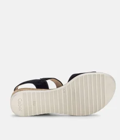 Gabor Stylish Navy Suede Wedge Sandals