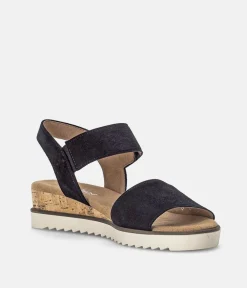 Gabor Stylish Navy Suede Wedge Sandals