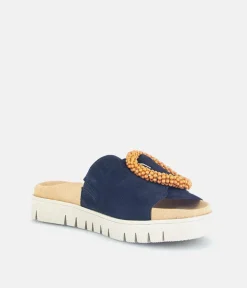 Gabor Stylish Navy Suede Mule Sandals