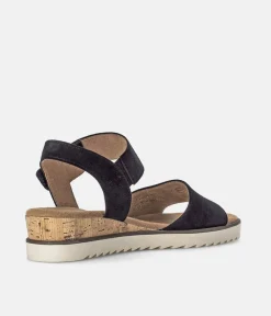 Gabor Stylish Navy Suede Wedge Sandals