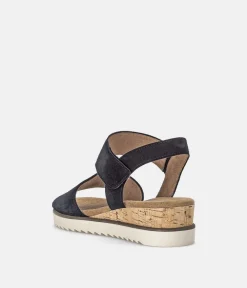 Gabor Stylish Navy Suede Wedge Sandals