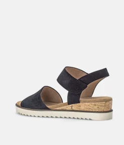 Gabor Stylish Navy Suede Wedge Sandals
