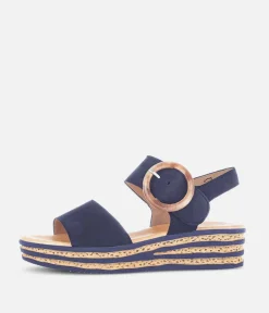 Gabor Stylish Navy Wedge Sandals