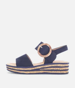 Gabor Stylish Navy Wedge Sandals