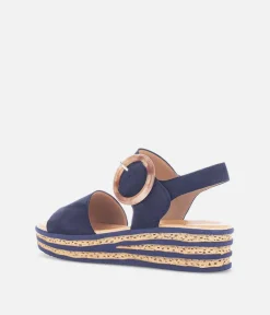 Gabor Stylish Navy Wedge Sandals