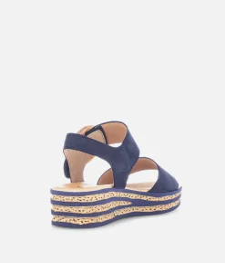 Gabor Stylish Navy Wedge Sandals