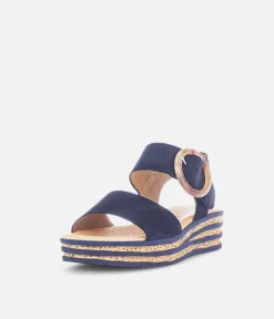 Gabor Stylish Navy Wedge Sandals