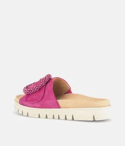 Gabor Stylish Pink Suede Mule Sandals