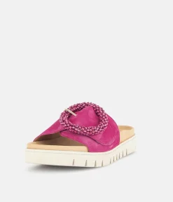 Gabor Stylish Pink Suede Mule Sandals