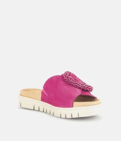 Gabor Stylish Pink Suede Mule Sandals
