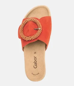 Gabor Stylish Pumpkin Orange Suede Mule Sandals