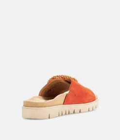 Gabor Stylish Pumpkin Orange Suede Mule Sandals