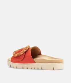 Gabor Stylish Pumpkin Orange Suede Mule Sandals