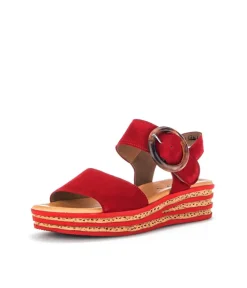 Gabor Stylish Red Cork Wedge Sandals