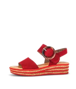 Gabor Stylish Red Cork Wedge Sandals