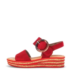 Gabor Stylish Red Cork Wedge Sandals