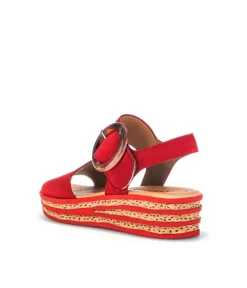 Gabor Stylish Red Cork Wedge Sandals