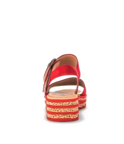 Gabor Stylish Red Cork Wedge Sandals