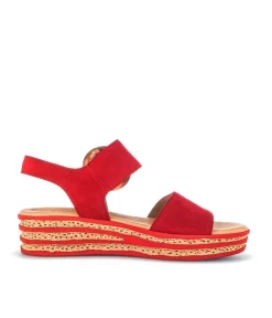 Gabor Stylish Red Cork Wedge Sandals