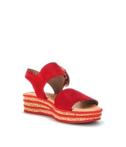 Gabor Stylish Red Cork Wedge Sandals