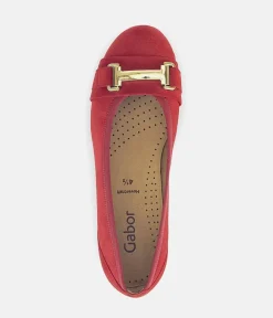 Gabor Stylish Red Suede Ballet Flats