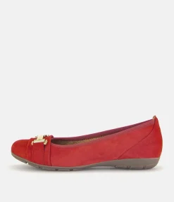 Gabor Stylish Red Suede Ballet Flats