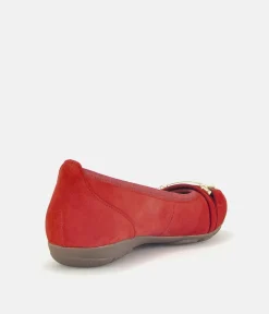 Gabor Stylish Red Suede Ballet Flats
