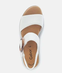 Gabor Stylish White Cork Wedge Sandals