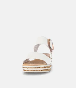 Gabor Stylish White Cork Wedge Sandals
